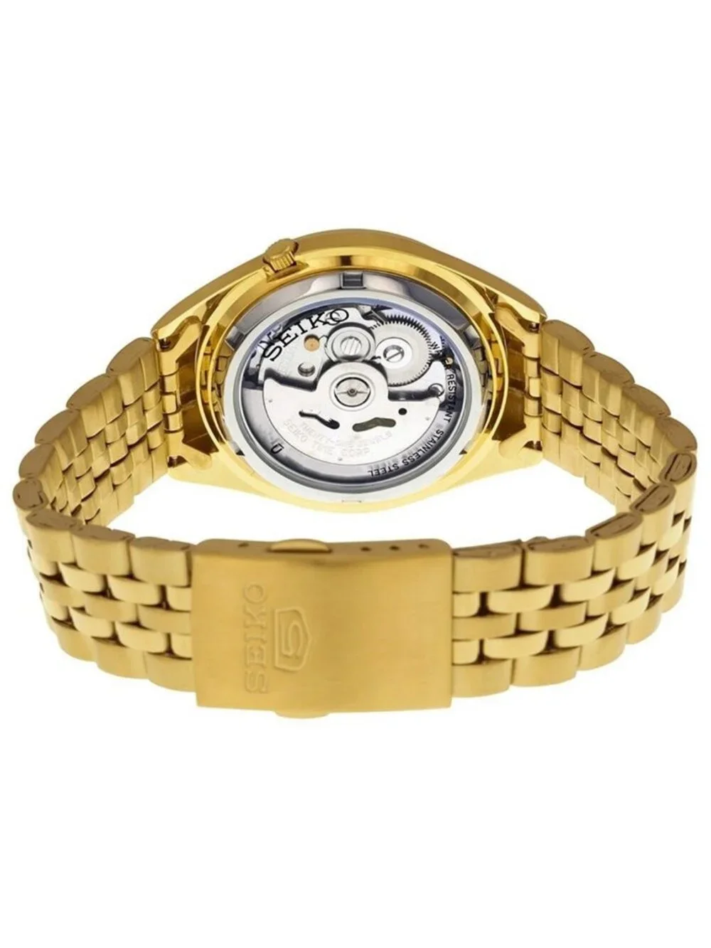 NWT Seiko 5 Vintage Automatic Black Dial Yellow Gold-plated Men's Watch